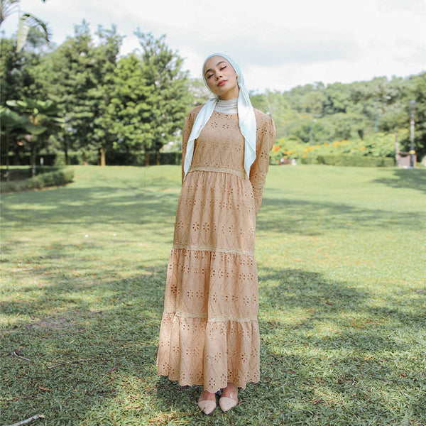 Modest Malaysia Hollow Lace Dress