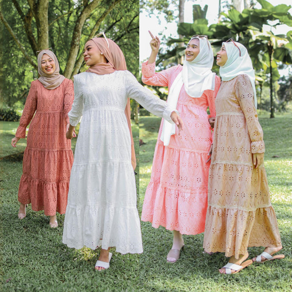 Modest Malaysia Hollow Lace Dress