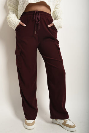 Wide Leg Drawstring Waist Flap Pocket Trouser-2