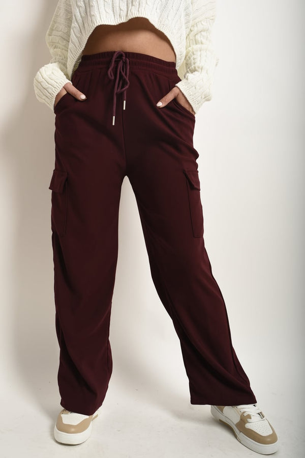 Wide Leg Drawstring Waist Flap Pocket Trouser-4