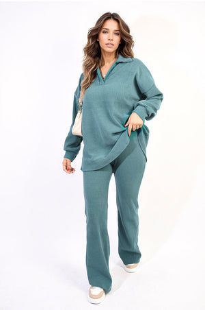 Collared Long Sleeve & Trouser Co-ord Set-12