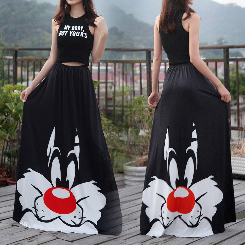 Women's Bud Skirt Mouse Waist Long Skirts-0