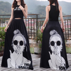 Women's Bud Skirt Mouse Waist Long Skirts-5