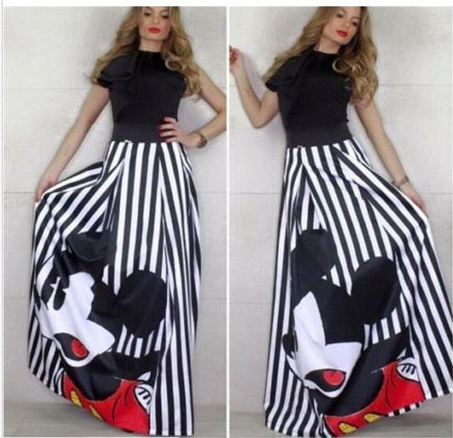 Women's Mickey Bud Skirt Mouse Waist Long Skirts-0