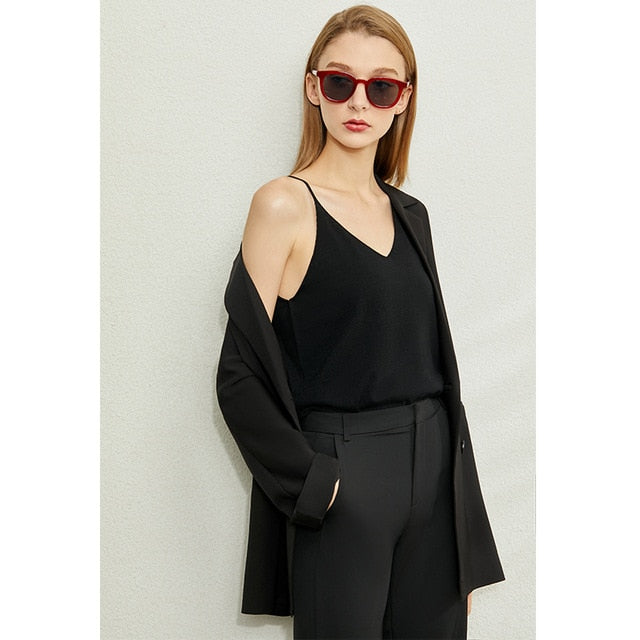 Minimalism Spring Summer Knitted Soft Solid Vest tops Women Causal Vneck sleeveless Camisole Top Women-0